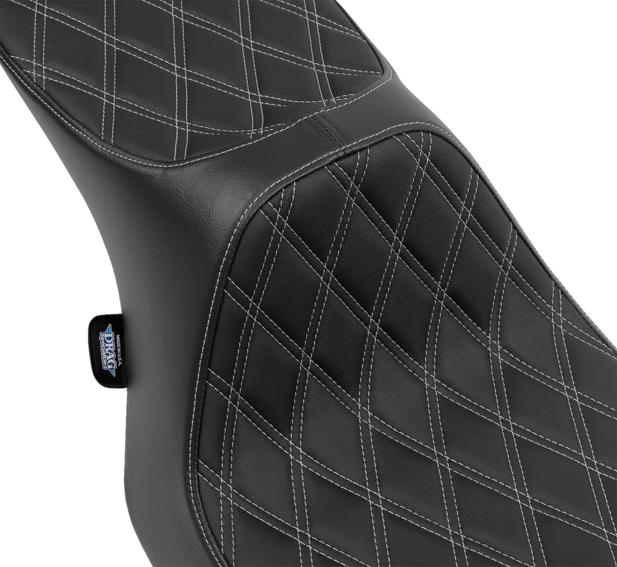 Drag Specialties Predator III 2-Up Seat – Vinyl – Double Diamond – Silver Stitching – FLT/FLH '23-'24 – view 4