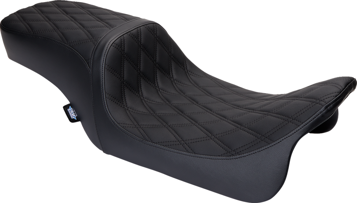 Drag Specialties Predator 2-Up Seat – Vinyl – Double Diamond Black Stitch – w/o Backrest – FL '08-'23 – view 4