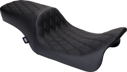 Drag Specialties Predator 2-Up Seat – Vinyl – Double Diamond Black Stitch – w/o Backrest – FL '08-'23 – view 4