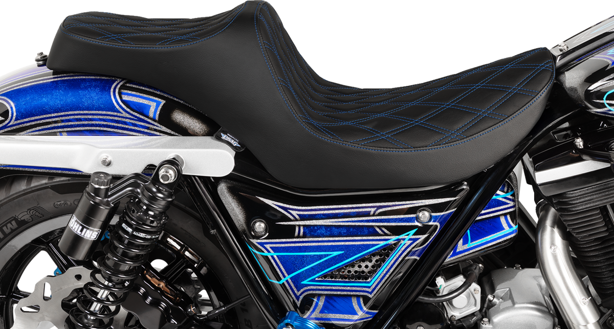Drag Specialties Predator III Seat – Double Diamond – Black Stitching – FXR '82-'00 – view 3