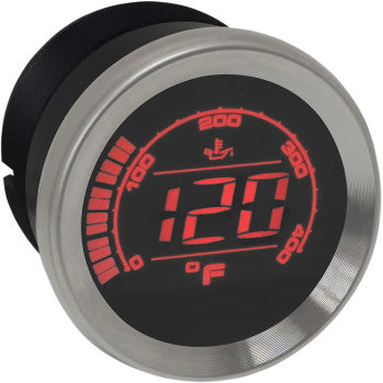 HD-02OT | Jauge de température d'huile | pour Harley-Davidson | Argent + Noir
