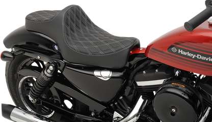 Drag Specialties Predator III Seat – Double Diamond – Silver Stitching – XL '04-'22 – view 3