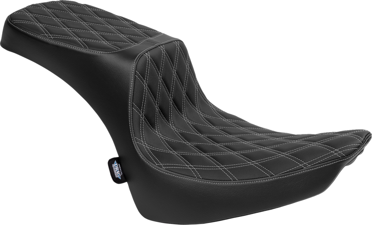 Drag Specialties Performance Predator 2-Up Seat – Vinyl – Double Diamond – Silver Thread – FL '00-'17