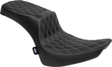 Drag Specialties Performance Predator 2-Up Seat – Vinyl – Double Diamond – Silver Thread – FL '00-'17