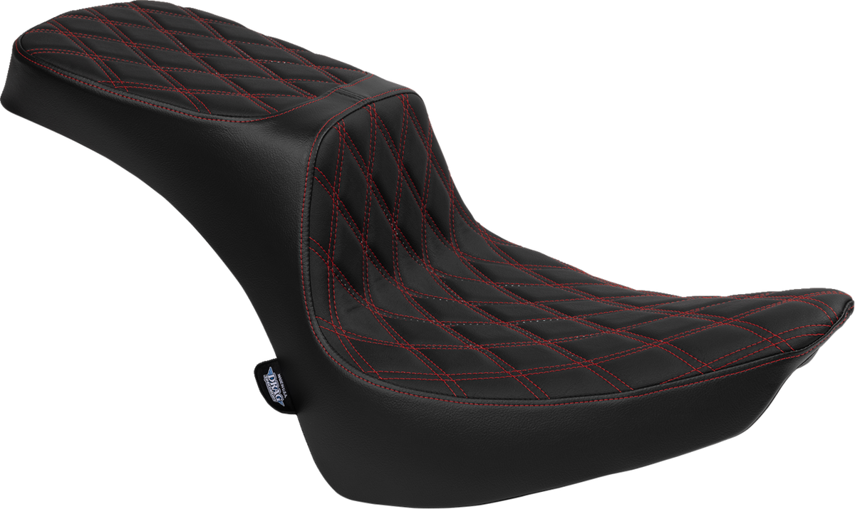 Drag Specialties Performance Predator 2-Up Seat – Vinyl – Double Diamond – Red Thread – FL '00-'17