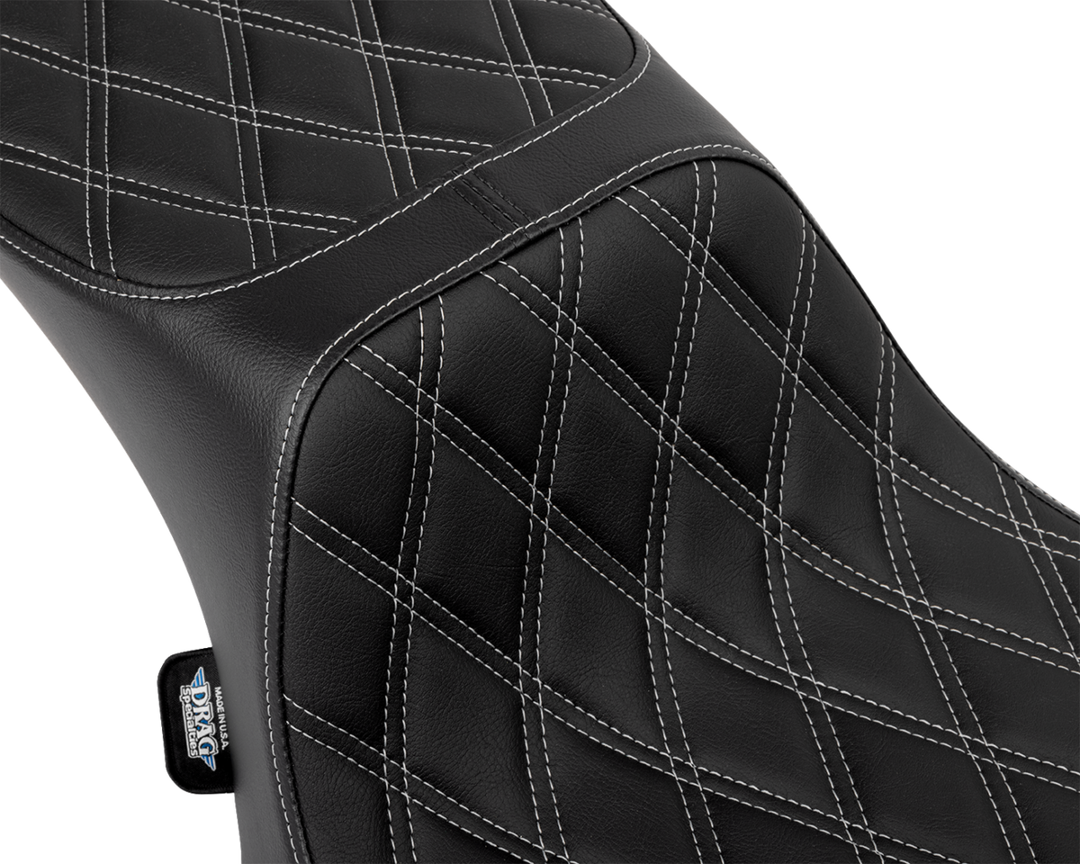 Drag Specialties Performance Predator 2-Up Seat – Extended Reach – Vinyl – Silver Double Diamond Stitch – view 2