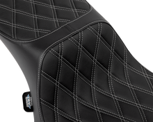 Drag Specialties Performance Predator 2-Up Seat – Extended Reach – Vinyl – Silver Double Diamond Stitch – view 2