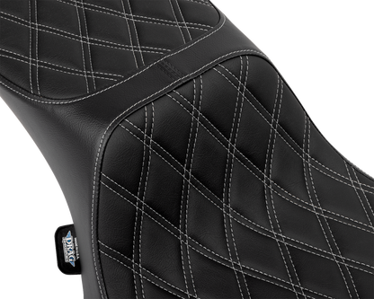 Drag Specialties Performance Predator 2-Up Seat – Extended Reach – Vinyl – Silver Double Diamond Stitch – view 2