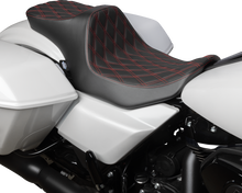 Drag Specialties Predator III 2-Up Seat – Vinyl – Double Diamond – Red Stitching – FLT/FLH '23-'24 – view 2