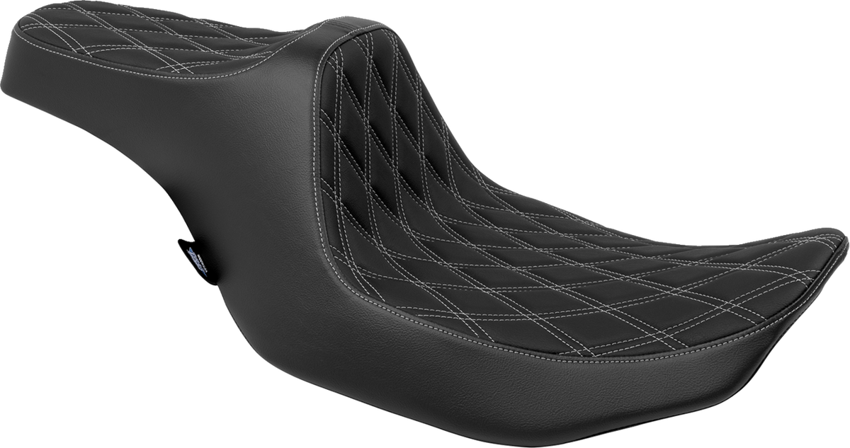 Drag Specialties Predator III Seat – Double Diamond – Silver Stitched – FLT/FLH '23-'24