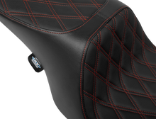 Drag Specialties Predator 2-Up Seat – Vinyl – Double Diamond – Red Stitching – w/o Backrest – FL '97-'07 – view 2