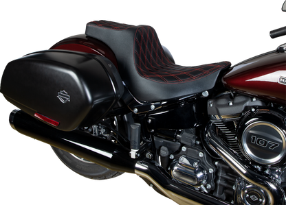 Drag Specialties Predator III 2-Up Seat – Vinyl – Double Diamond – Red Stitching – FL/FX '18-'24 – view 2