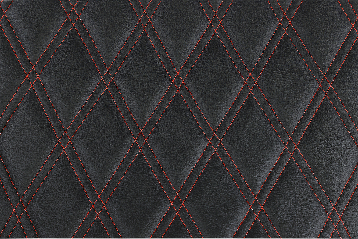 Drag Specialties Extended Reach Predator III Seat – Double Diamond – Black w/ Red Stitching – FL '99-'07 – view 4