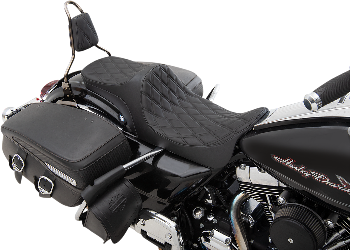 Drag Specialties Predator III 2-Up Seat – Double Diamond – Black Thread – FL '08-'23 – view 2