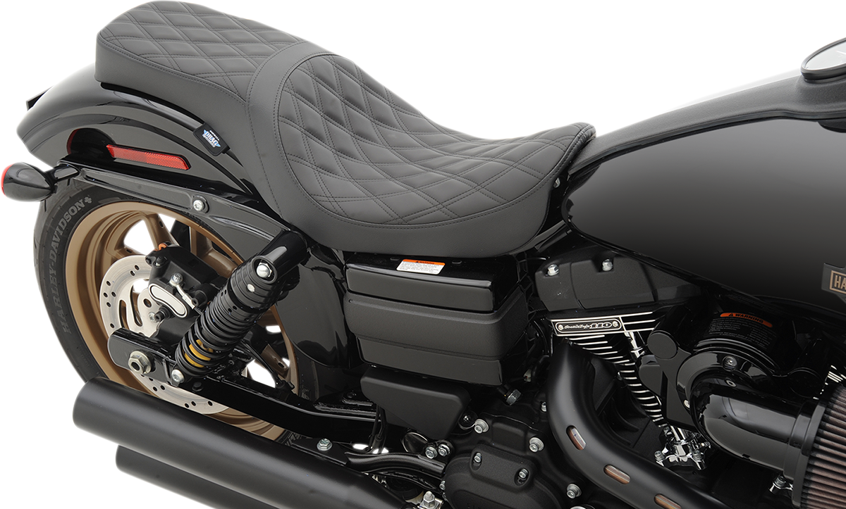 Drag Specialties Predator 2-Up Seat – Double Diamond – Black – FXD/FLD '06-'17 – view 3
