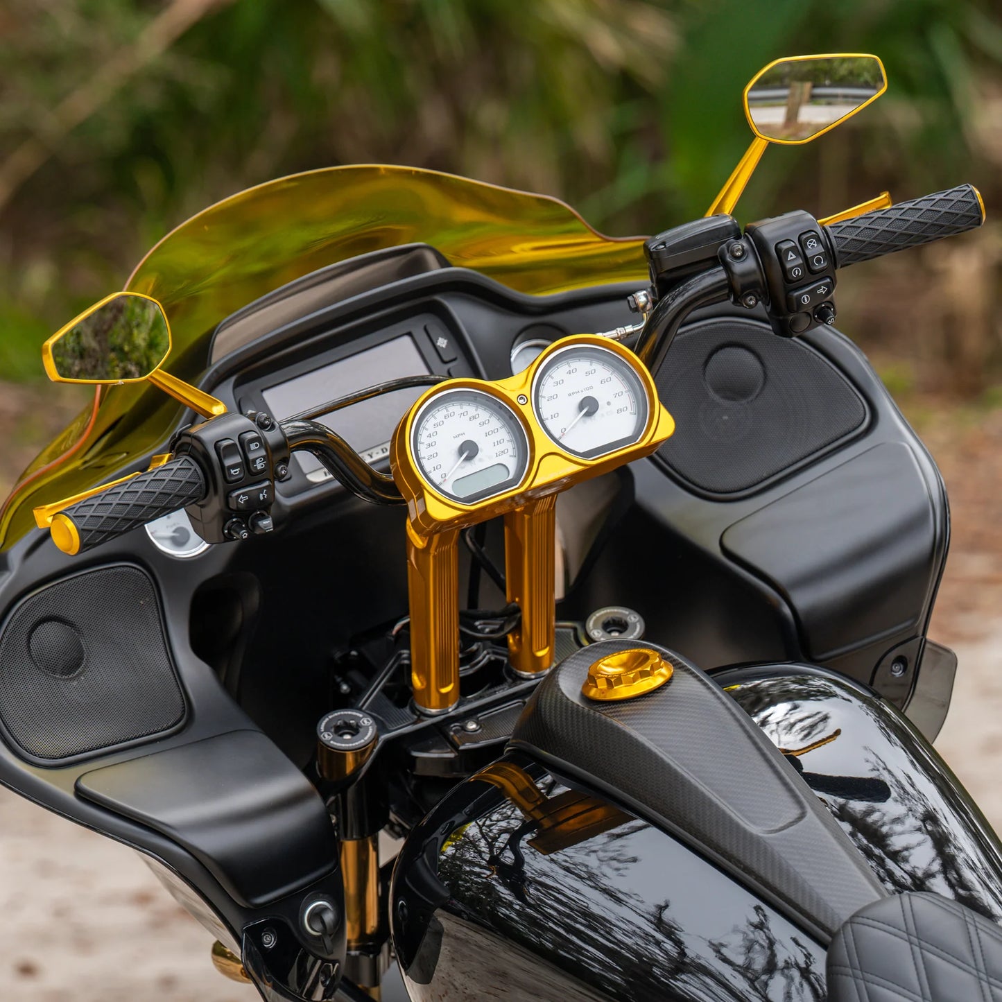 Mini Stocker Forged Mirrors In Gold For All Harley Davidson Models