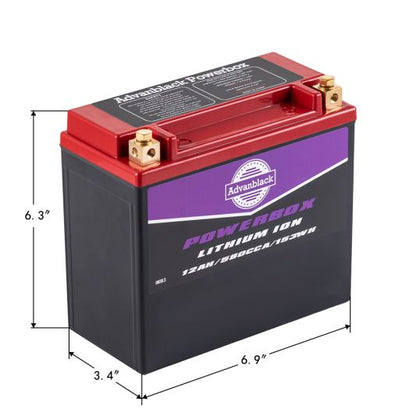 AdvanBlack Powerbox 580CCA Lithium Battery for Harley Softail & Dyna