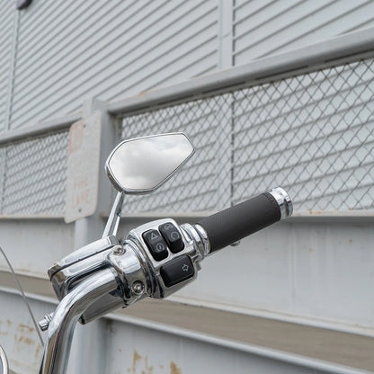 Arlen Ness Mini Stocker Forged Mirrors in Chrome, Fits all Harley Davidson Models