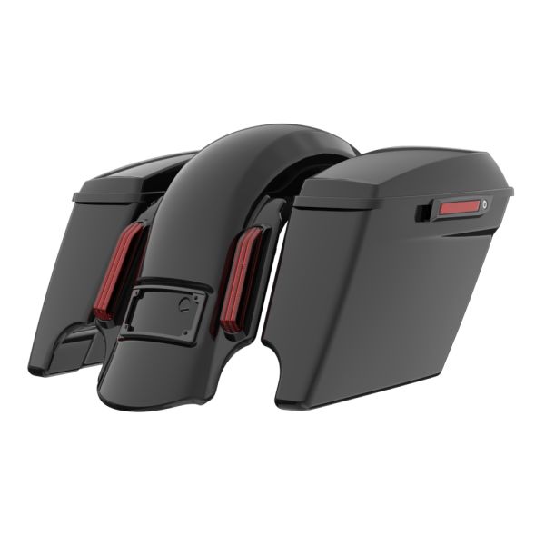 AdvanBlack Color Matched stretched Bags, Lids Black Latch Hardware for '23.5Up Harley Touring CVO & '24Up Street Glide, Road Glide
